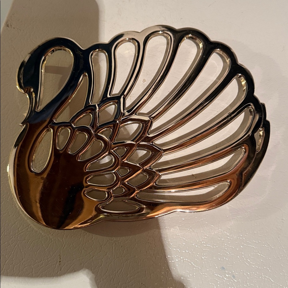 Swan brass trivet